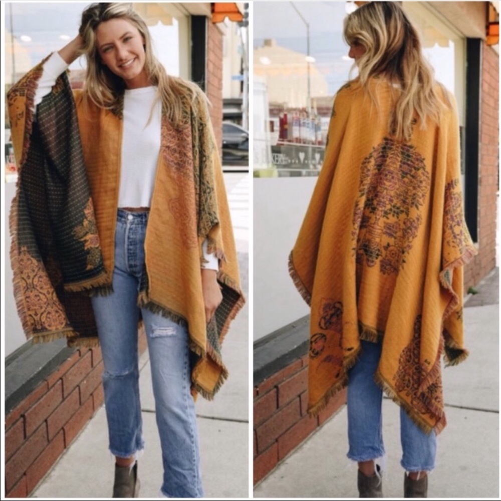 💃🏻Lana Paisley Medallion Print Ruana Poncho - Picture 1 of 4